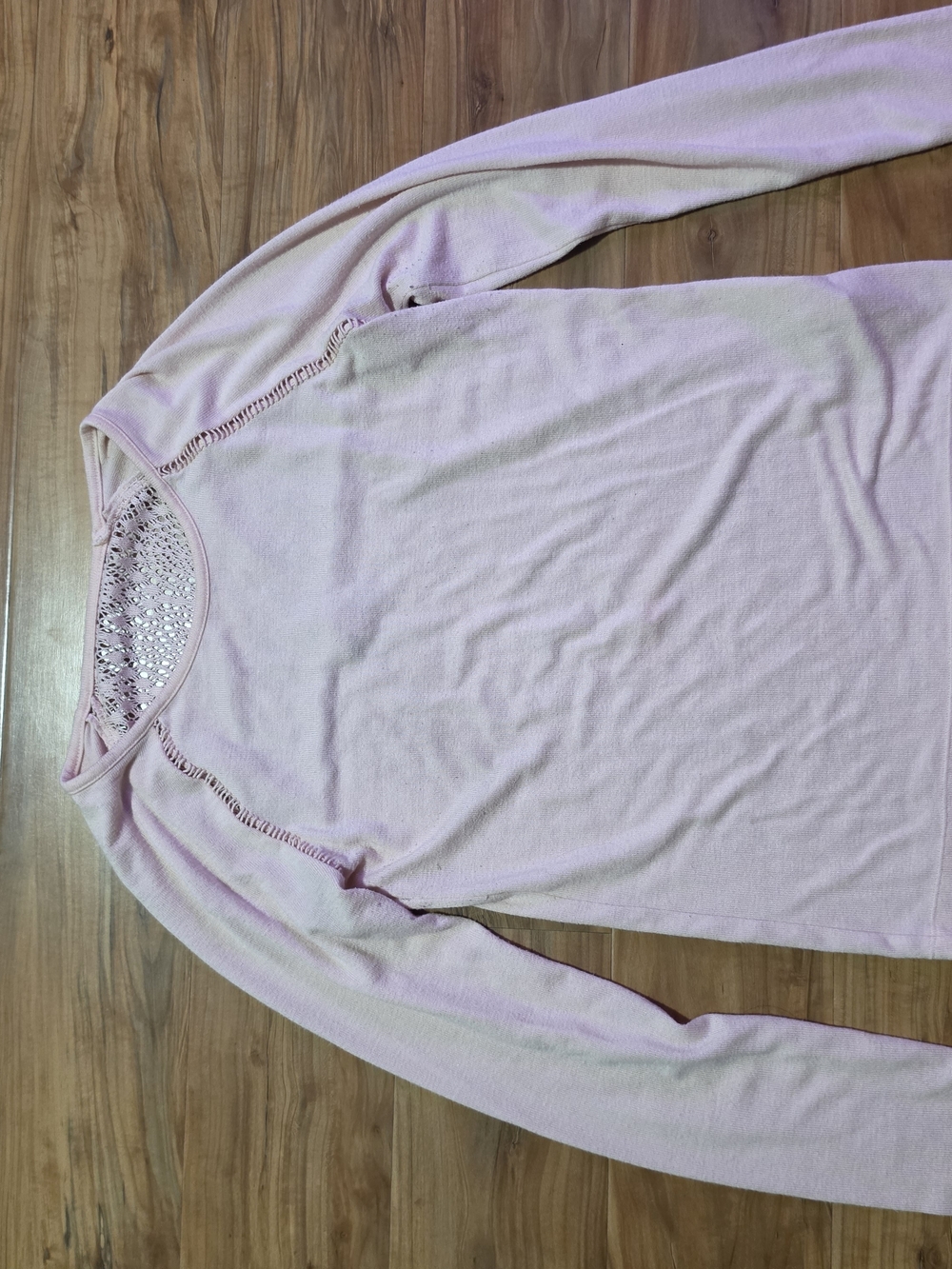 BONGO Light Pink Long Sleeve Top with Lace Back Detail